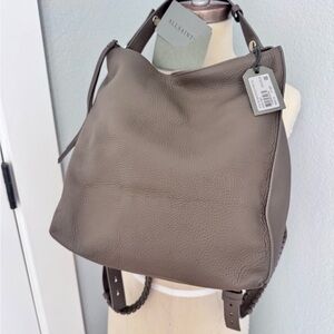 All Saints Gray Leather Shoulder Bag
